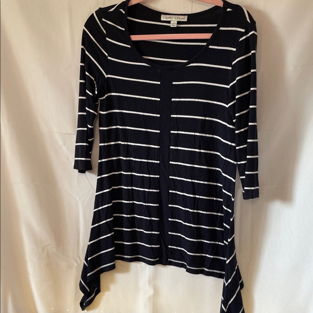 Larry Levine Black and White Striped Tunic